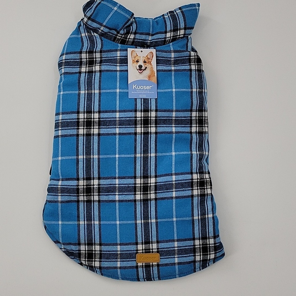 Reversible Black and Blue Plaid Dog Coat NWT - Picture 8 of 16